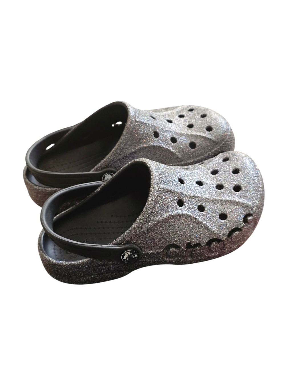 Crocs Kids Classic Glitter Clog - Silver Size 2 - Picture 3 of 6
